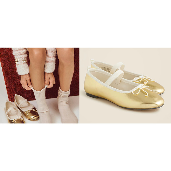 Crewcuts | NWT Girls' strappy ballet flats in Golden Honey | Girls size K13 - Picture 1 of 6